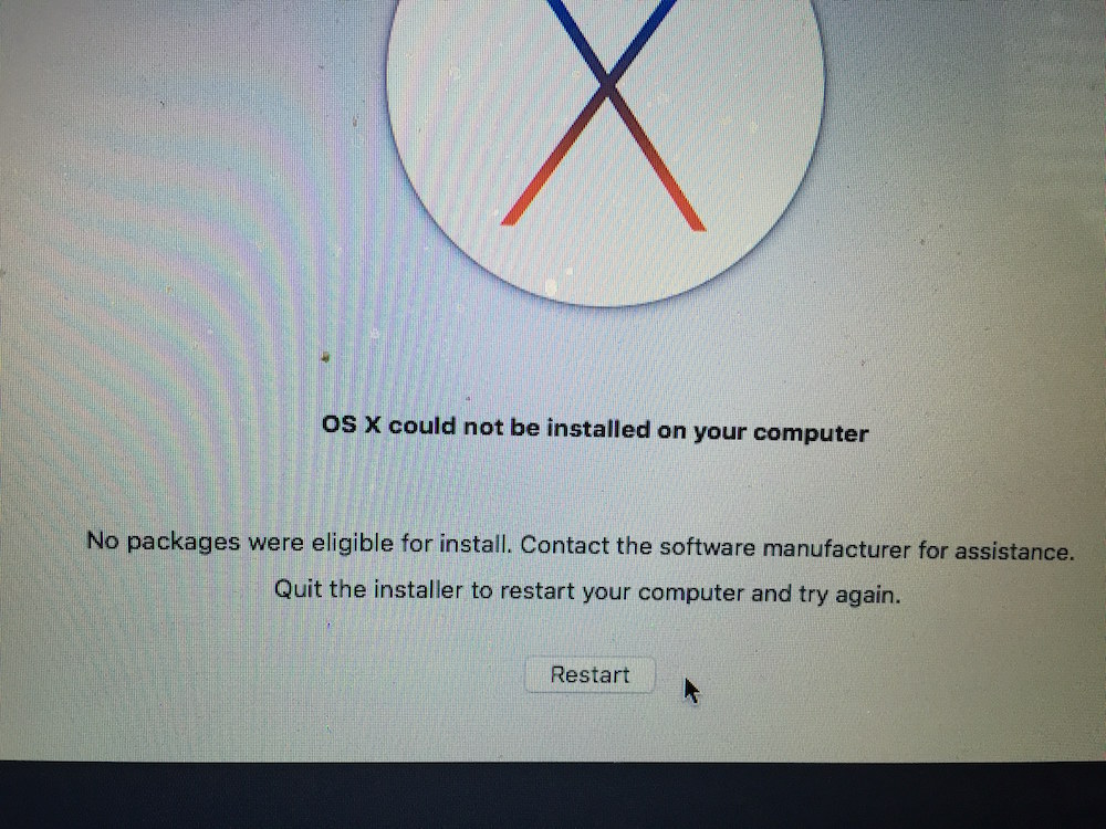 Osx el capitan no packages were eligible for install windows 10